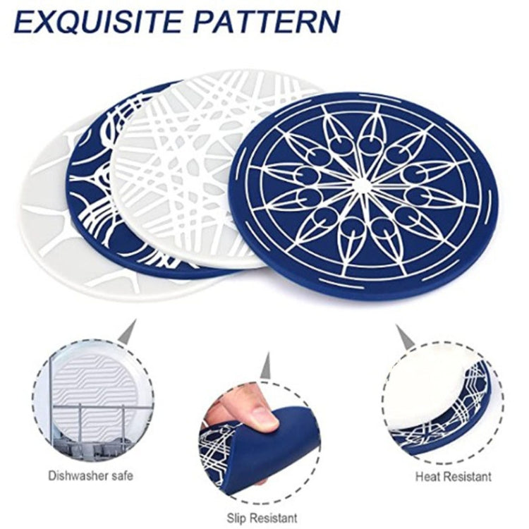 9.8x0.3cm Round Soft Silicone Coaster Non-Slip Heat Insulation Mat