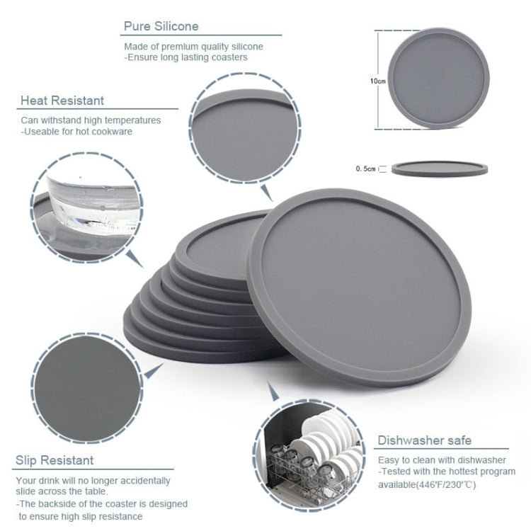 10cm Simple Round Thickened Silicone Coaster Anti-Slip Heat Insulation Anti-Scald Tea Cup Table Mat