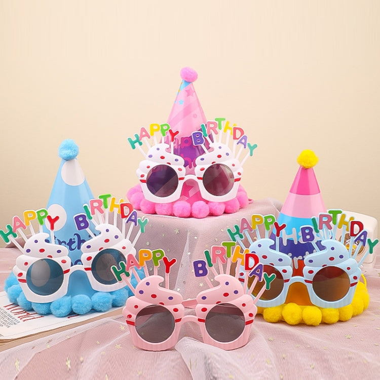 2pcs Party Glasses Children Hats Headwear Birthday Photo Decorations, Random Pattern Delivery