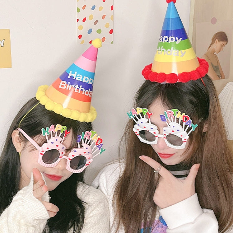 2pcs Party Glasses Children Hats Headwear Birthday Photo Decorations, Random Pattern Delivery