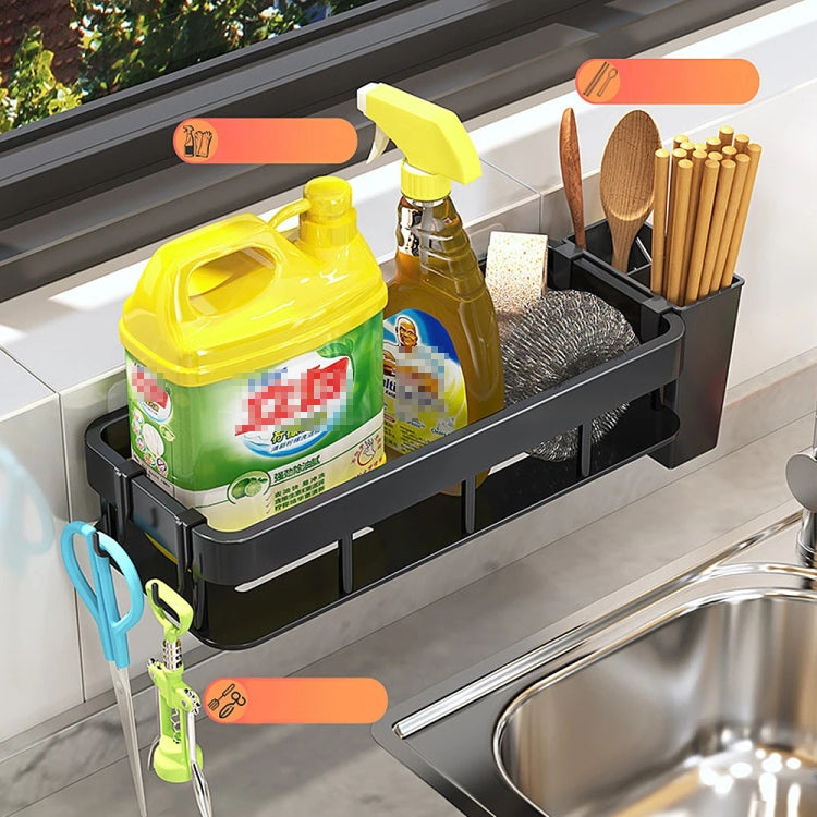 Wall-mounted Kitchen and Bathroom Storage Rack with 4 Hooks