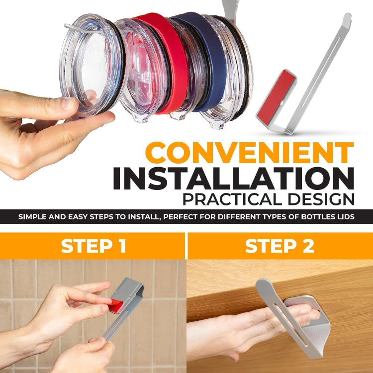 Tumbler Lid Organizer Self-Adhesive Under-Cabinet Cup Lid Storage Rack
