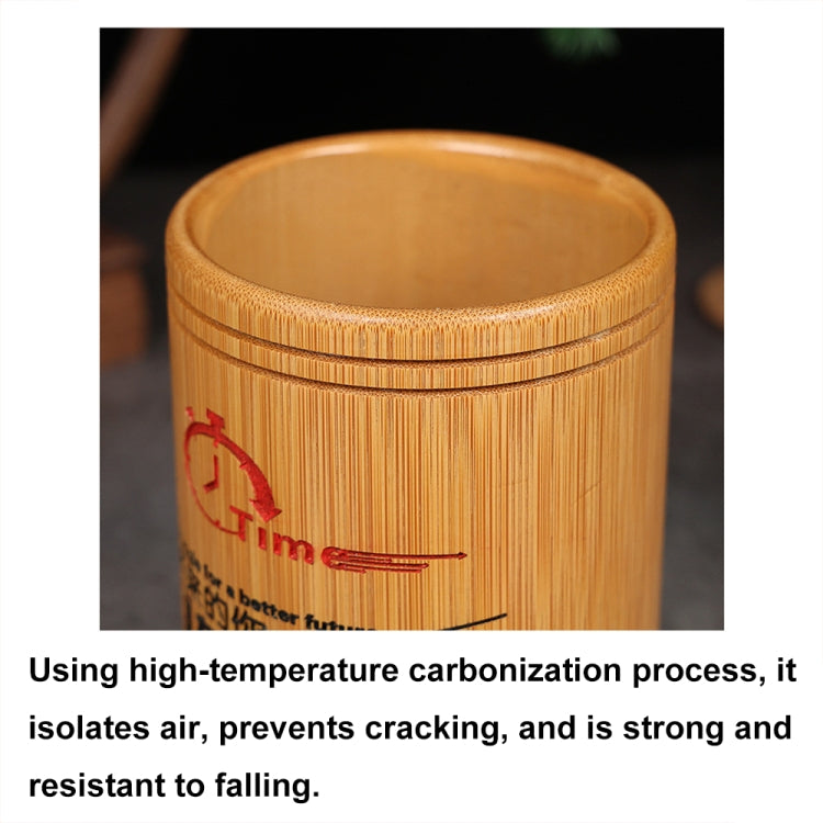 Bamboo Carved Round Pen Holder Multifunctional Desktop Storage Box