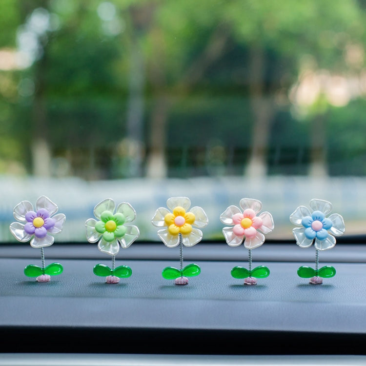 5pcs /Set Cute Cartoon Flower Car Shaking Ornament Car Dashboard Decoration