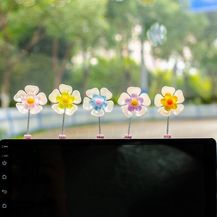 5pcs /Set Cute Cartoon Flower Car Shaking Ornament Car Dashboard Decoration