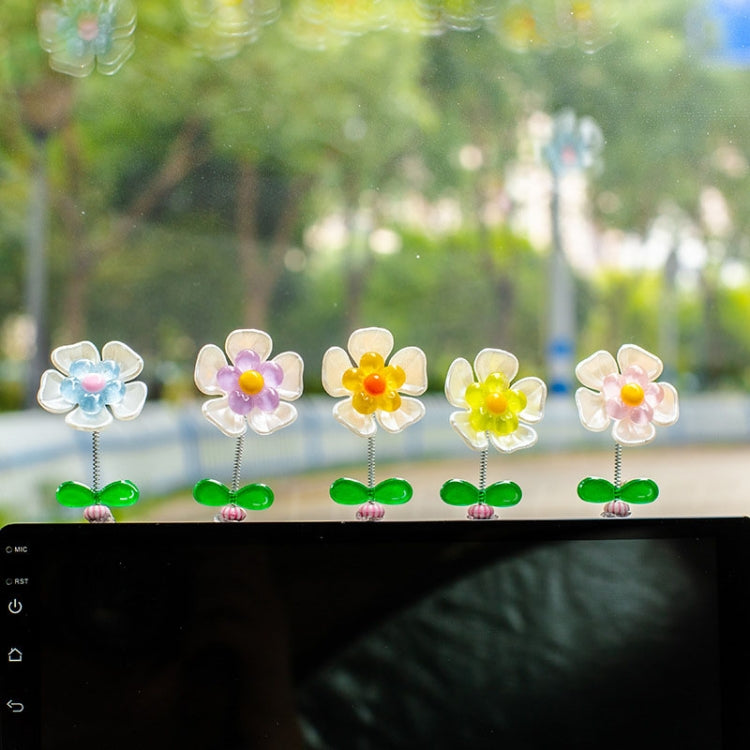 5pcs /Set Cute Cartoon Flower Car Shaking Ornament Car Dashboard Decoration