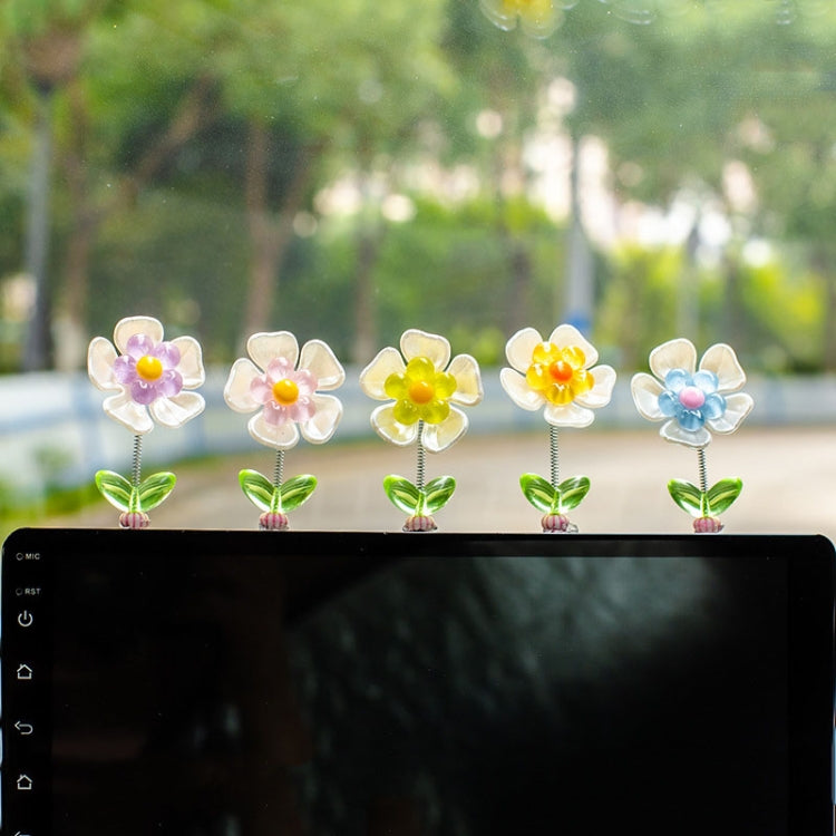 5pcs /Set Cute Cartoon Flower Car Shaking Ornament Car Dashboard Decoration