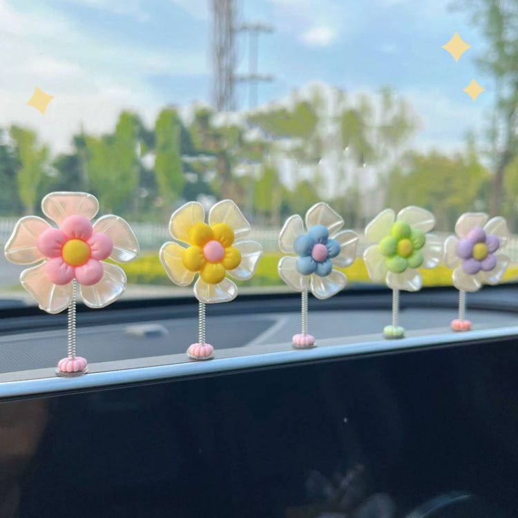 5pcs /Set Cute Cartoon Flower Car Shaking Ornament Car Dashboard Decoration