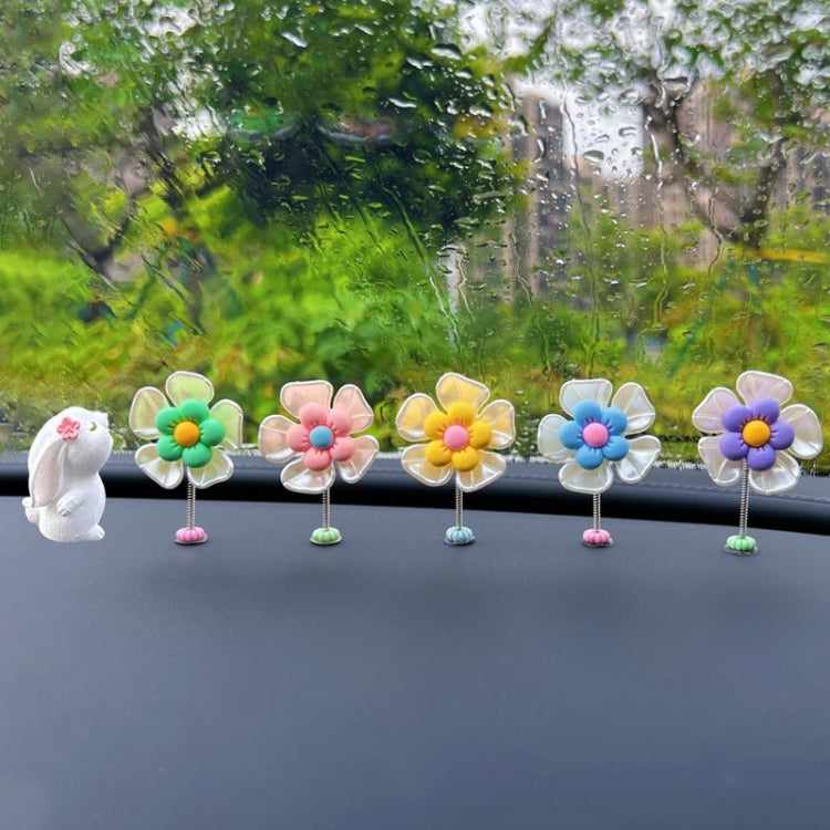 5pcs /Set Cute Cartoon Flower Car Shaking Ornament Car Dashboard Decoration