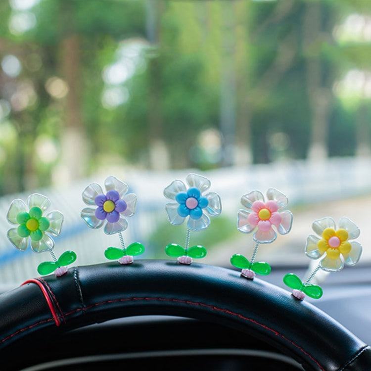 5pcs /Set Cute Cartoon Flower Car Shaking Ornament Car Dashboard Decoration