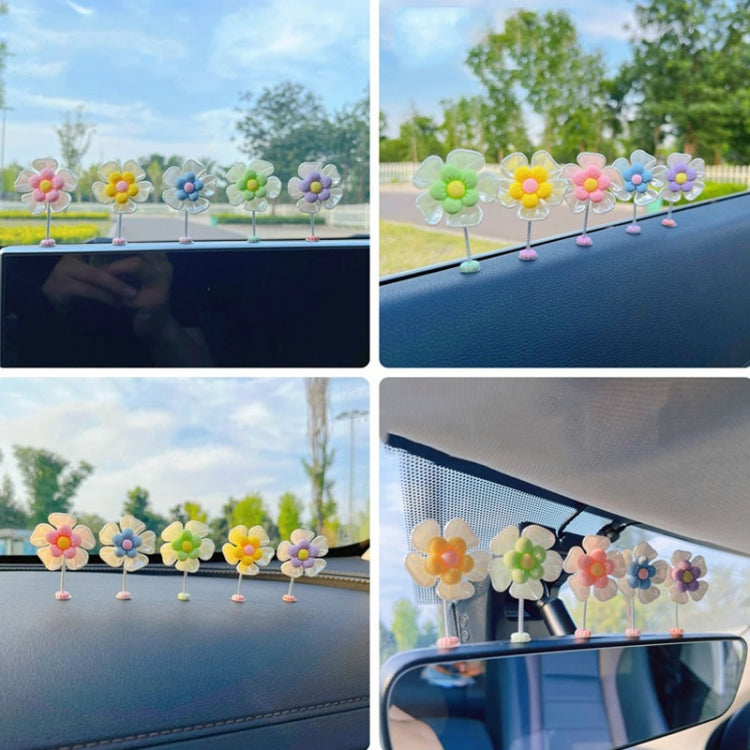 5pcs /Set Cute Cartoon Flower Car Shaking Ornament Car Dashboard Decoration
