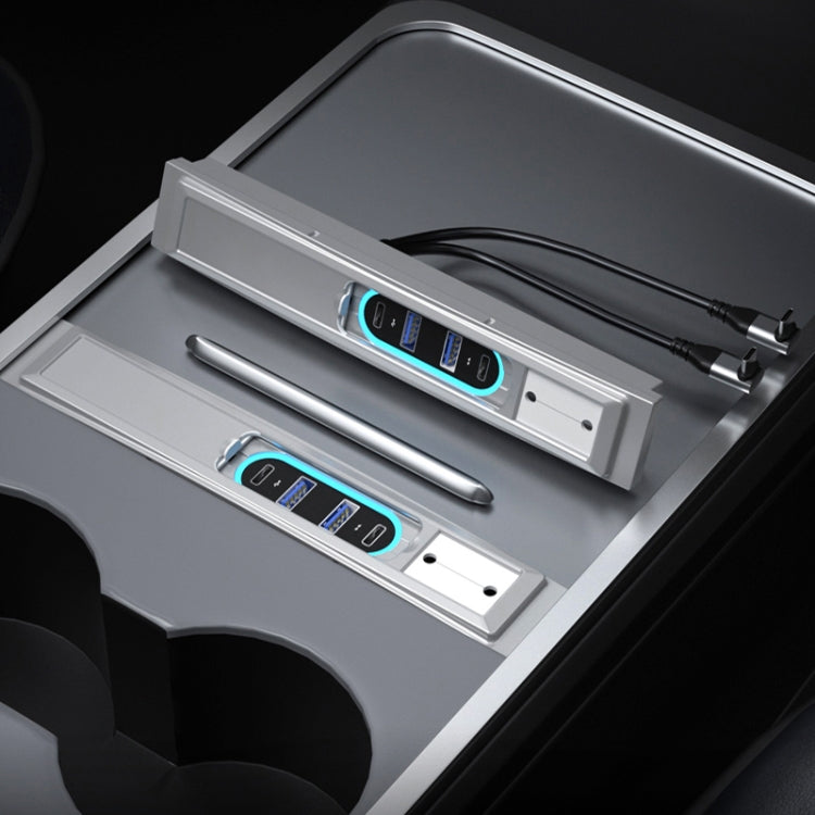 For Tesla Model 3/Y Center Control Type-C Multi-Port Fast Charging USB HUB Docking Station