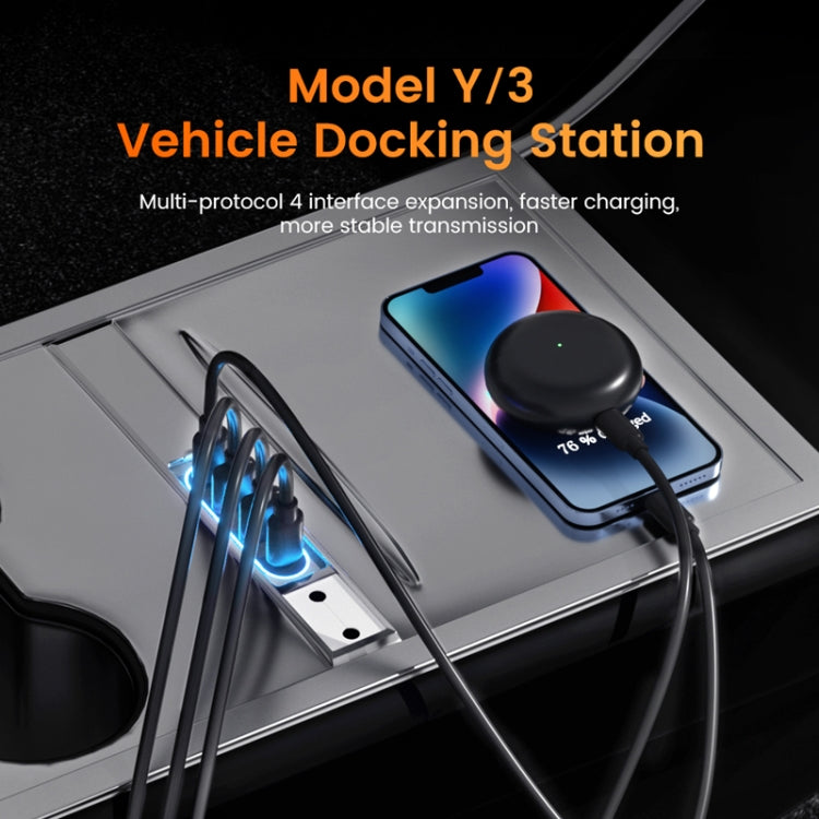 For Tesla Model 3/Y Center Control Type-C Multi-Port Fast Charging USB HUB Docking Station