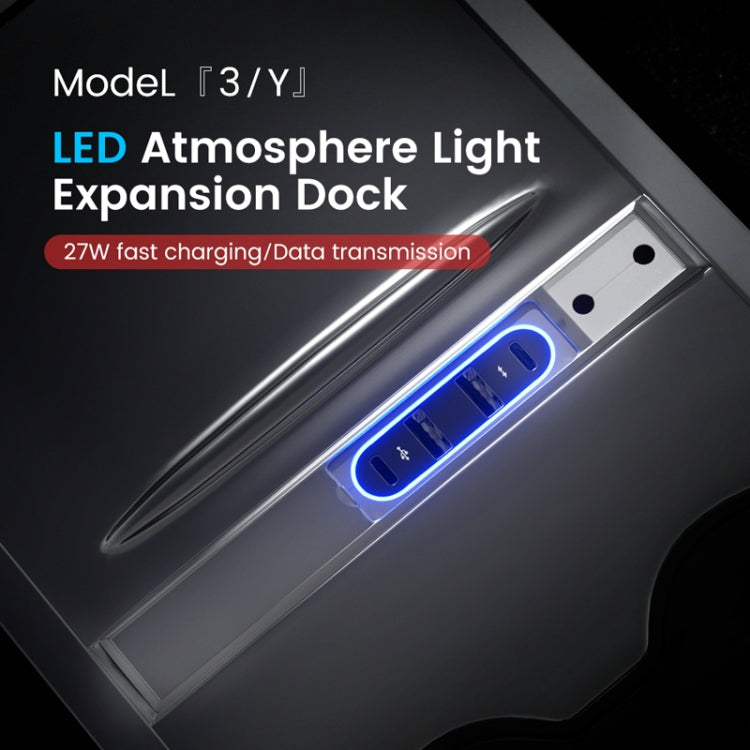 For Tesla Model 3/Y Center Control Type-C Multi-Port Fast Charging USB HUB Docking Station