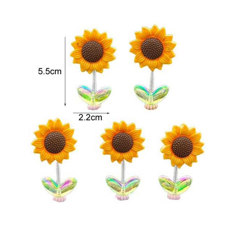 5pcs /Set Cute Sunflower Car Ornament Car Center Console Shaking Flowers Decoration