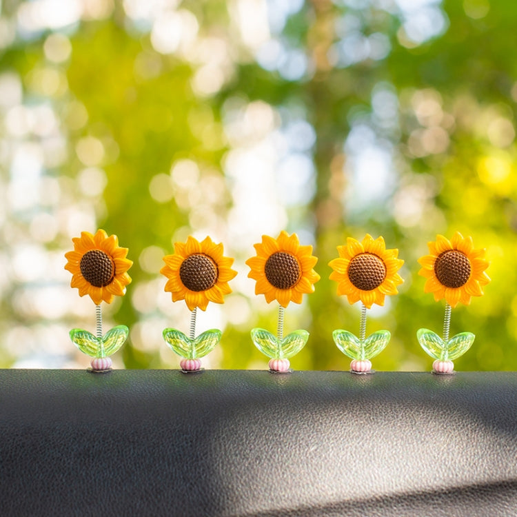 5pcs /Set Cute Sunflower Car Ornament Car Center Console Shaking Flowers Decoration