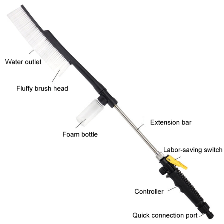 High Pressure Car Wash Nozzle Soft Bristle Long Handle Brush Foam Bottle Tool Set