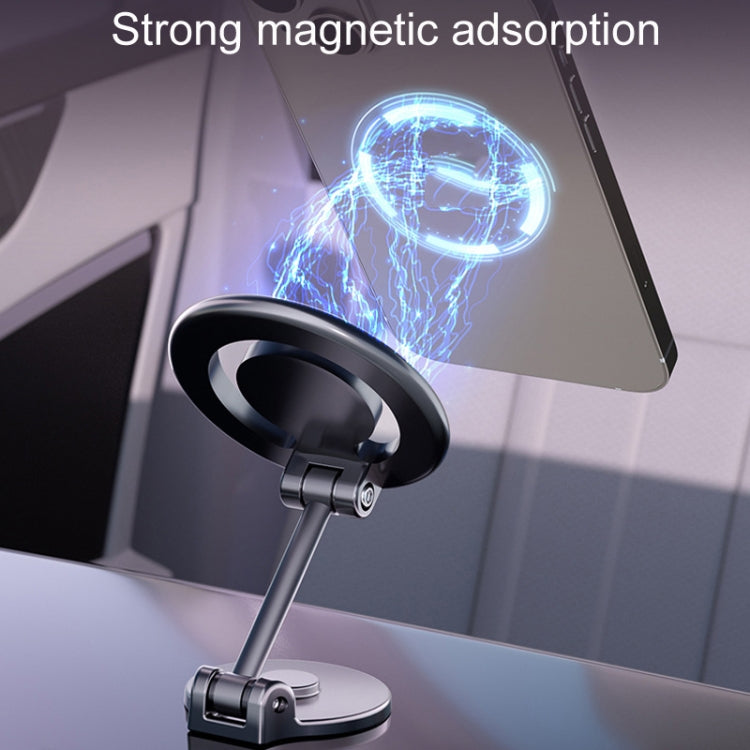 Magnetic Folding Car Phone Holder Rotatable Dashboard Stick-On Navigation Stand