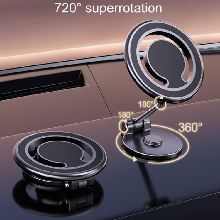 Magnetic Folding Car Phone Holder Rotatable Dashboard Stick-On Navigation Stand