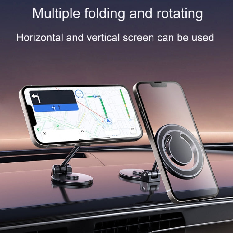 Magnetic Folding Car Phone Holder Rotatable Dashboard Stick-On Navigation Stand