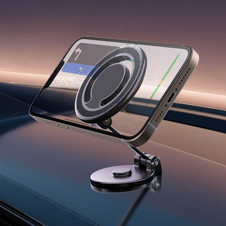 Magnetic Folding Car Phone Holder Rotatable Dashboard Stick-On Navigation Stand
