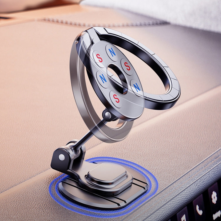 Magnetic Folding Car Phone Holder Rotatable Dashboard Stick-On Navigation Stand
