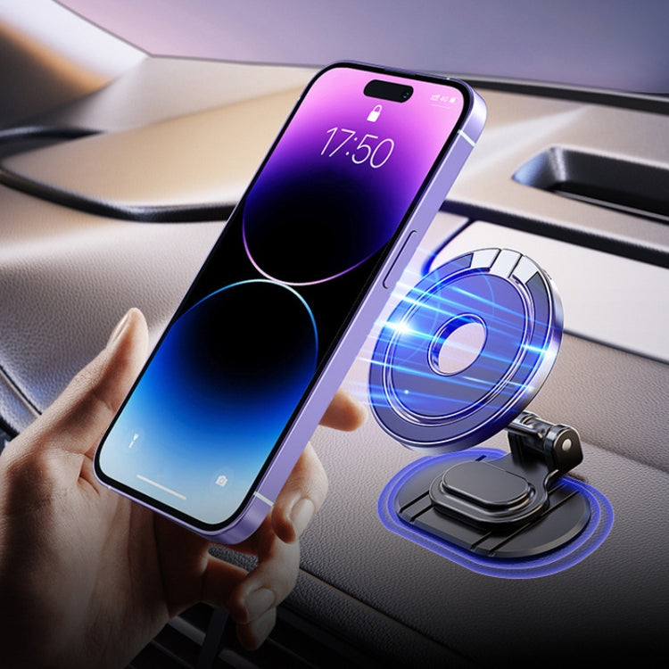 Magnetic Folding Car Phone Holder Rotatable Dashboard Stick-On Navigation Stand