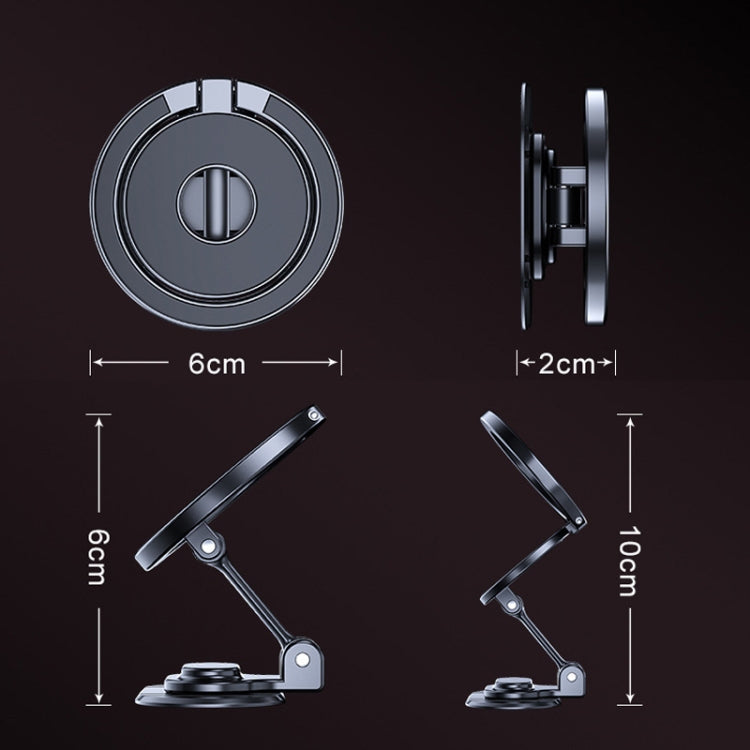 Magnetic Folding Car Phone Holder Rotatable Dashboard Stick-On Navigation Stand