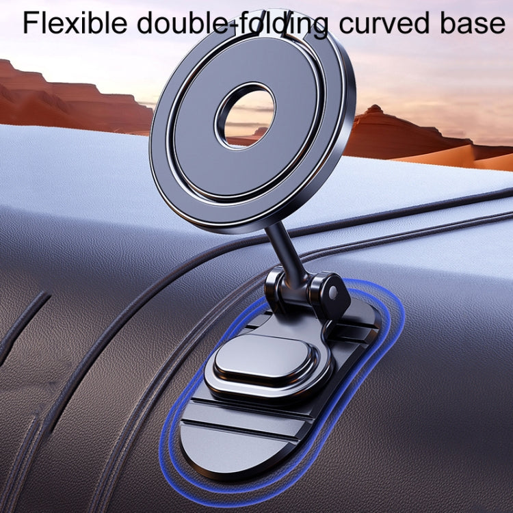 Magnetic Folding Car Phone Holder Rotatable Dashboard Stick-On Navigation Stand