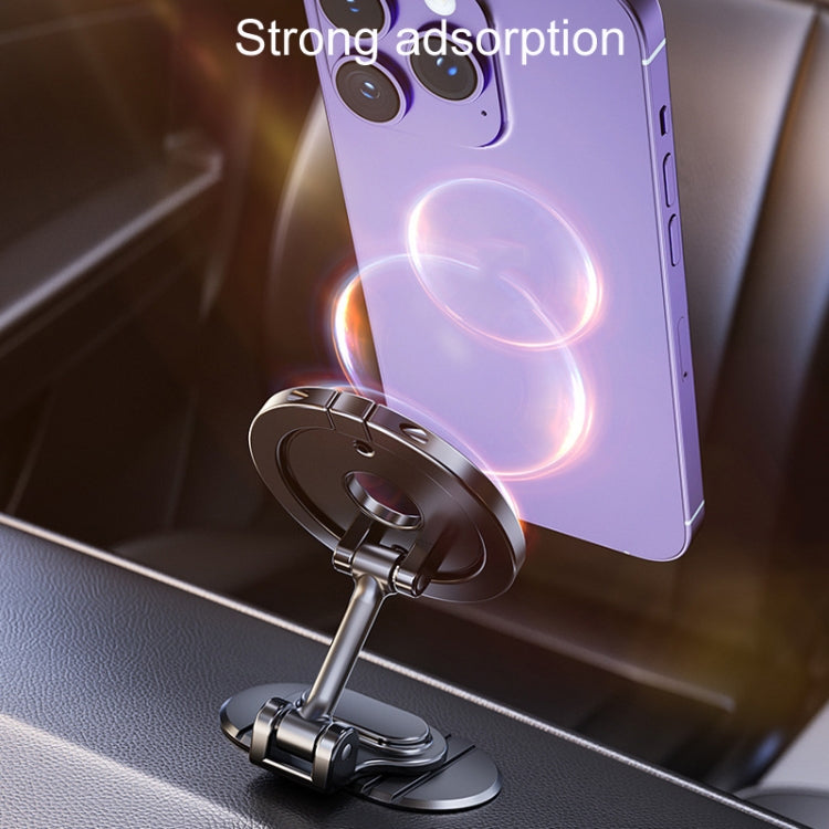 Magnetic Folding Car Phone Holder Rotatable Dashboard Stick-On Navigation Stand