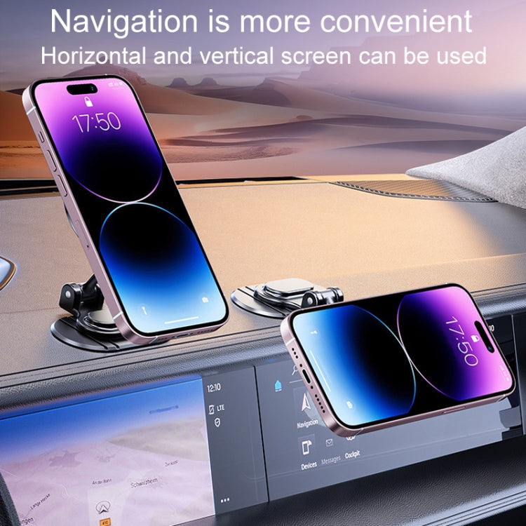 Magnetic Folding Car Phone Holder Rotatable Dashboard Stick-On Navigation Stand