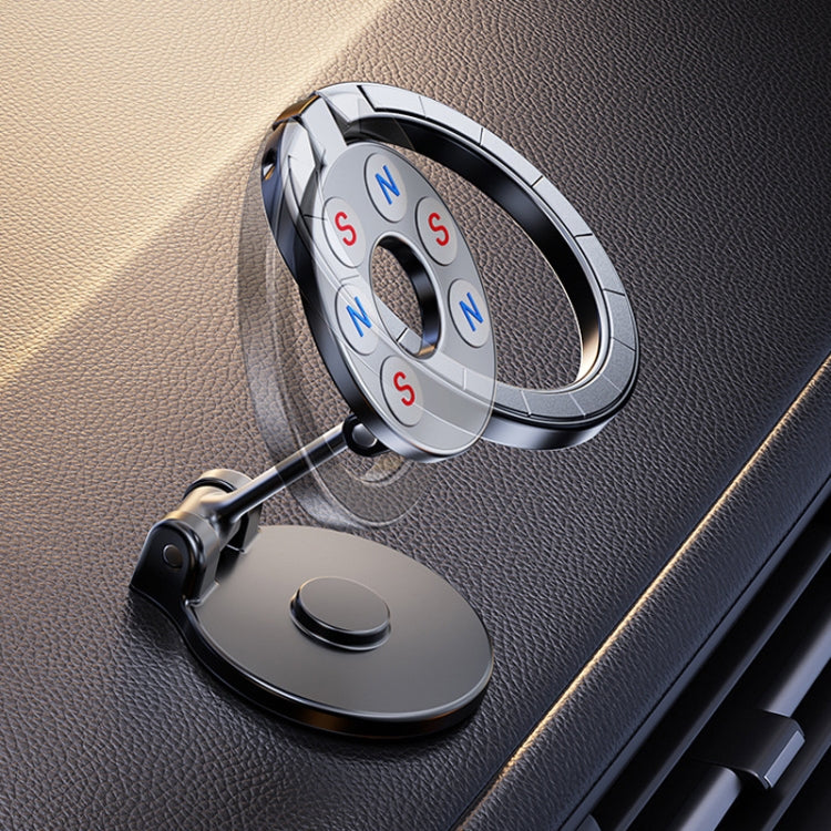 Magnetic Folding Car Phone Holder Rotatable Dashboard Stick-On Navigation Stand