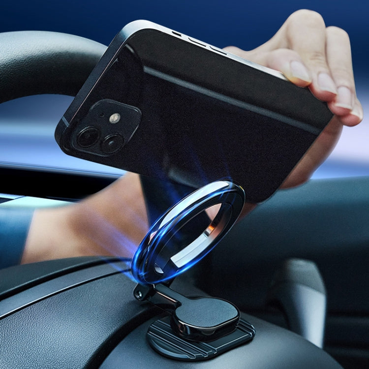 Magnetic Folding Car Phone Holder Rotatable Steering Wheel Stick-On Navigation Stand