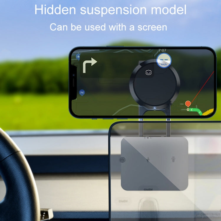 Foldable Suspension Car Phone Holder Magnetic Slide Type Metal Navigation Stand