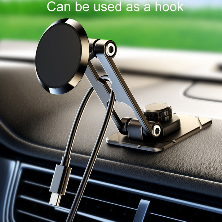 Foldable Suspension Car Phone Holder Magnetic Adhesive Type Metal Navigation Stand