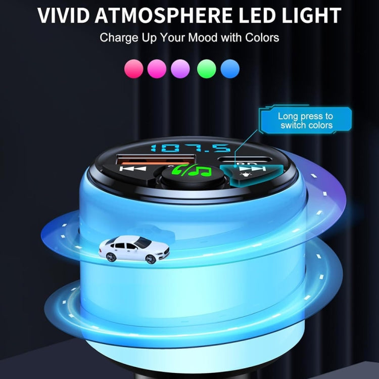 48W PD Fast Charging Car Bluetooth MP3 Player Ambient Light