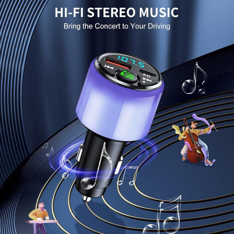 48W PD Fast Charging Car Bluetooth MP3 Player Ambient Light