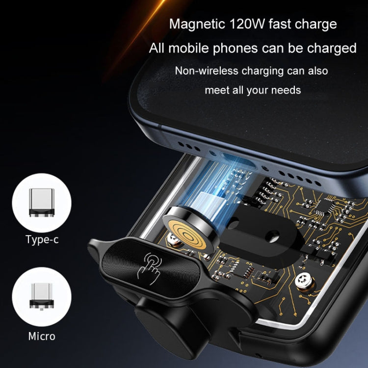 Car Magsafe Wireless Charger Transparent Induction 120W Fast Charging Universal Mobile Phone Bracket