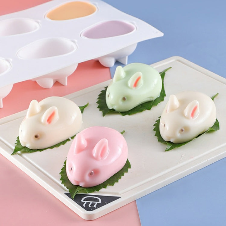 6-link Bunny Pudding Silicone Mold Cake Mousse Jelly Baking Grinder