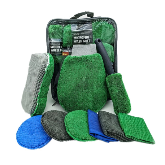 9pcs /Set Car Detailing Gloves Rags Waxing Cleaning Set