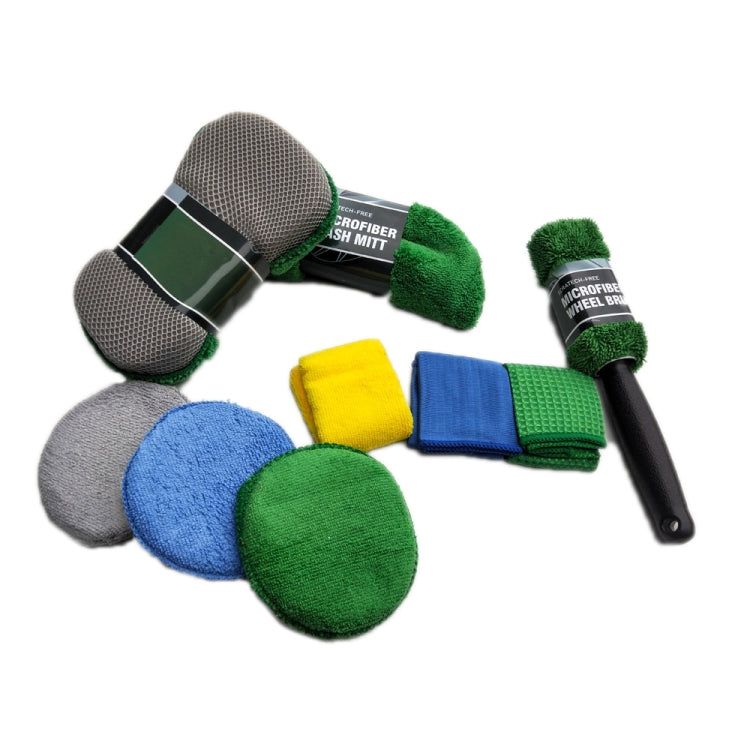 9pcs /Set Car Detailing Gloves Rags Waxing Cleaning Set