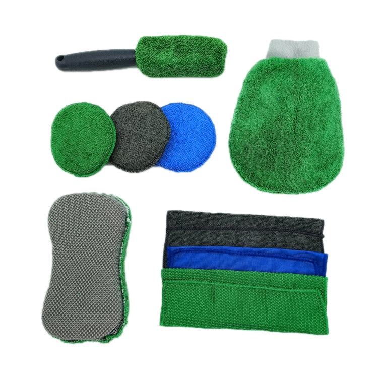 9pcs /Set Car Detailing Gloves Rags Waxing Cleaning Set