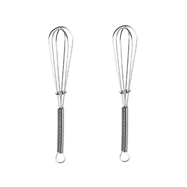 2pcs Household Manual Spring Beater Handheld Stainless Steel Mini Whisk