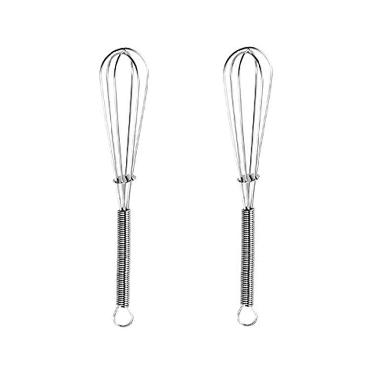 2pcs Household Manual Spring Beater Handheld Stainless Steel Mini Whisk