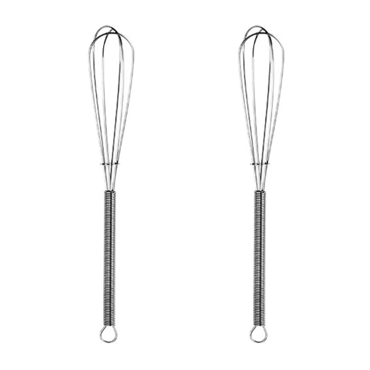 2pcs Household Manual Spring Beater Handheld Stainless Steel Mini Whisk