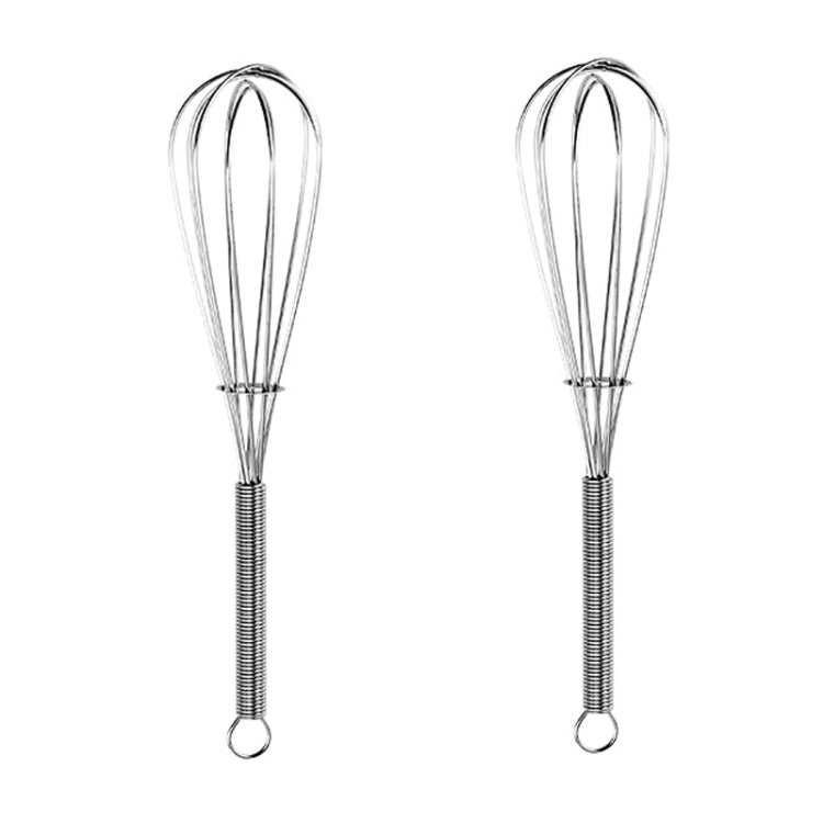2pcs Household Manual Spring Beater Handheld Stainless Steel Mini Whisk
