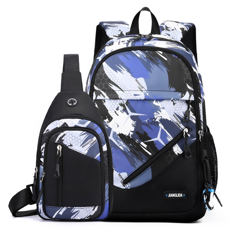 2 In 1 Men Backpack Lightweight Outdoor Daypack Boys Bookbag With Chest Bag