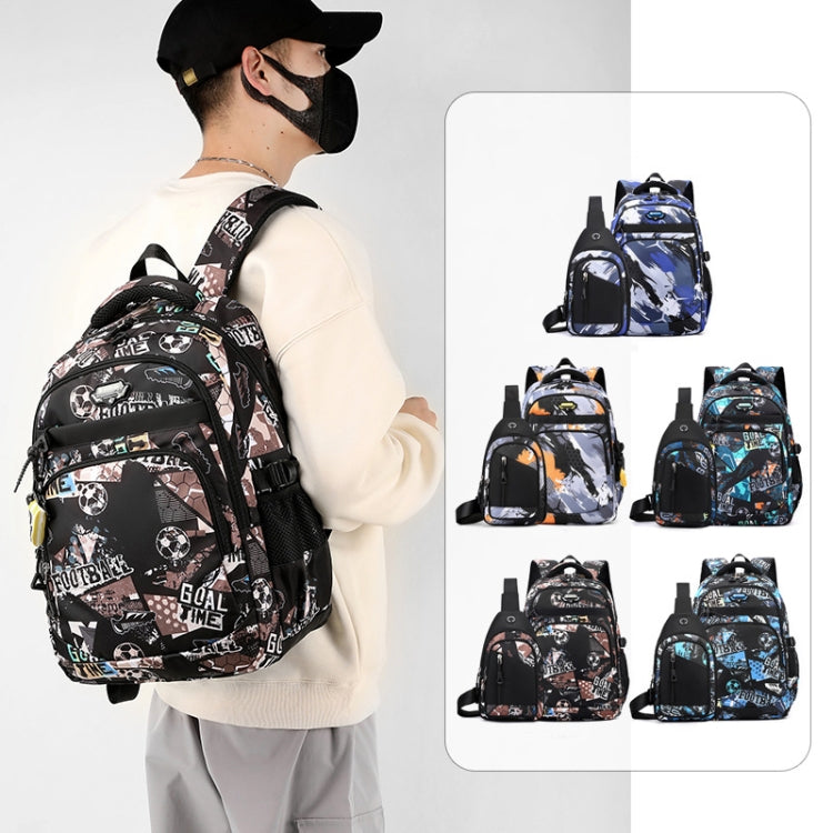 2 In 1 Men Backpack Lightweight Outdoor Daypack Boys Bookbag With Chest Bag