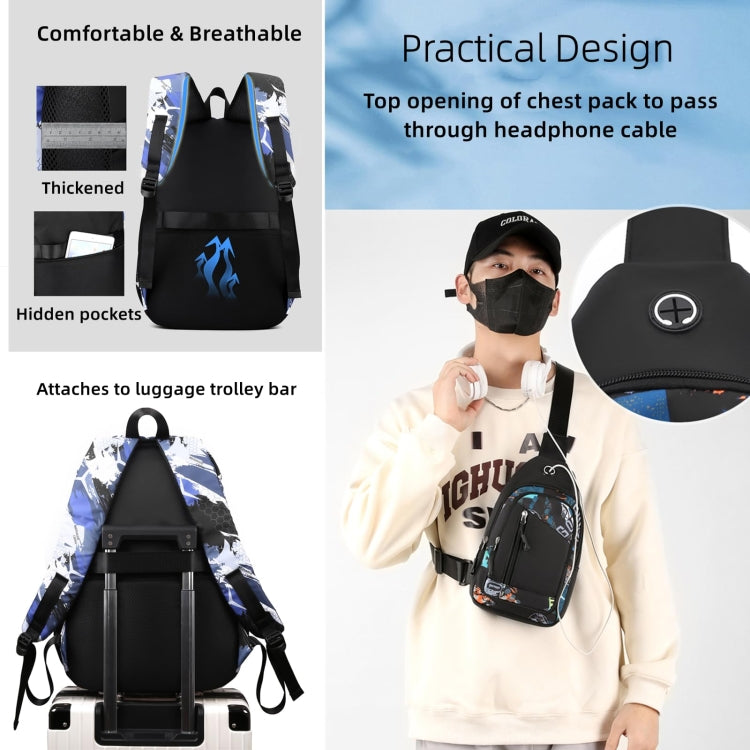 2 In 1 Men Backpack Lightweight Outdoor Daypack Boys Bookbag With Chest Bag