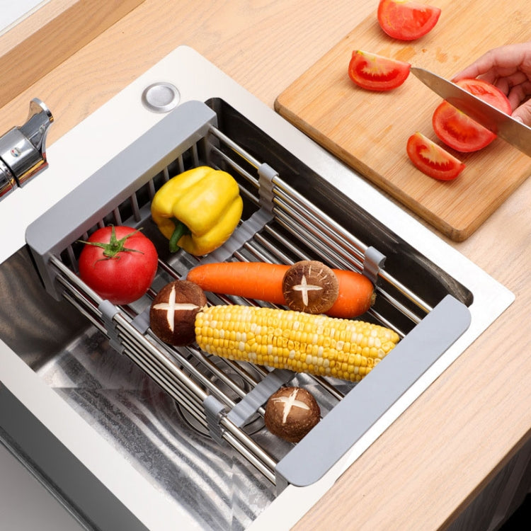 Kitchen Drainage Rack Stainless Steel Retractable Sink Shelf Flatware Storage Organizer